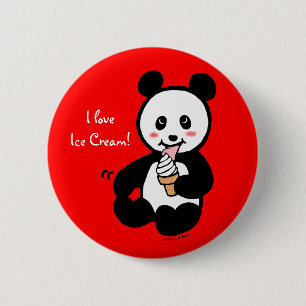 Kawaii Panda Ice Cream Cartoon 6 Cm Round Badge