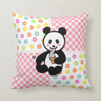 Kawaii Panda Ice Cream Cartoon Patchwork Cushion