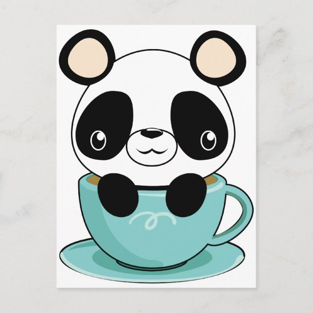 Kawaii Panda in a Teacup Postcard (Front)