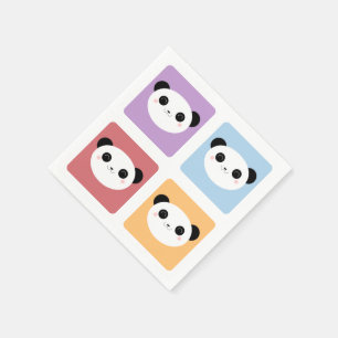 Kawaii Panda Multicolored Pop Squares Pattern Napkin