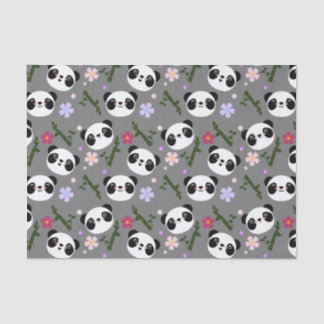 Kawaii Panda on Grey Tissue Paper