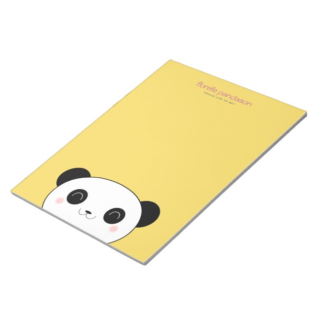 Kawaii Panda on Yellow Notepad (Angled)