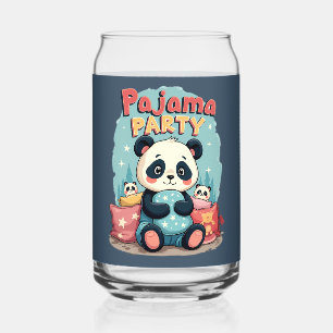 Kawaii Panda Pajama Party Cosy Sleepover Aesthetic Can Glass