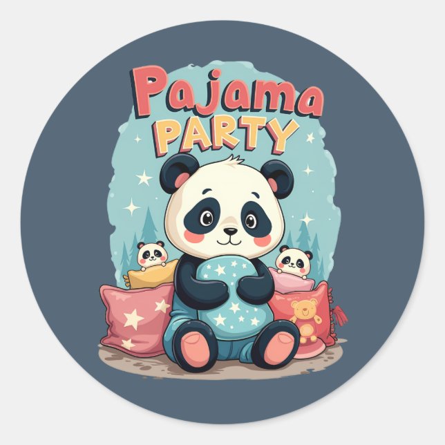 Kawaii Panda Pajama Party Cosy Sleepover Aesthetic Classic Round Sticker (Front)