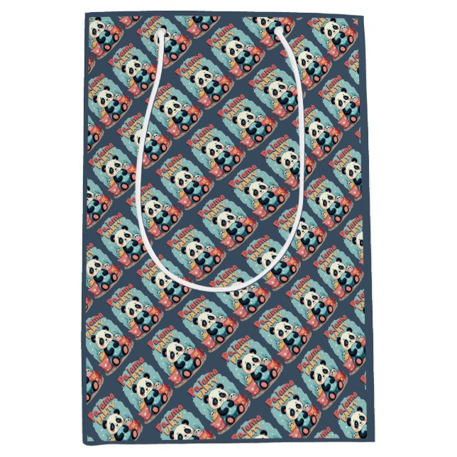 Kawaii Panda Pajama Party Cosy Sleepover Aesthetic Medium Gift Bag (Front)