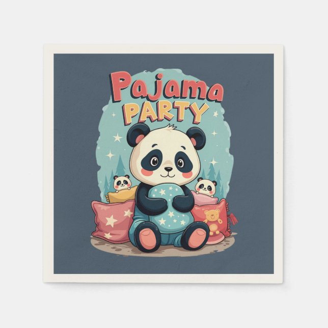 Kawaii Panda Pajama Party Cosy Sleepover Aesthetic Napkin (Front)