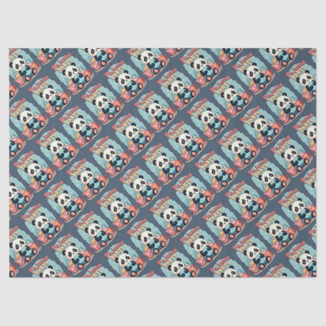 Kawaii Panda Pajama Party Cosy Sleepover Aesthetic Tissue Paper (Front)