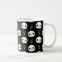 Kawaii Panda Pattern Bamboo In Black White Green