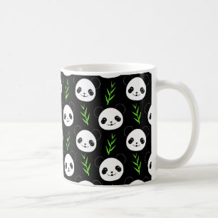 Kawaii Panda Pattern Bamboo In Black White Green Coffee Mug