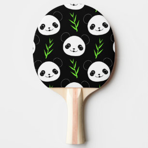 Kawaii Panda Pattern Bamboo In Black White Green Ping Pong Paddle
