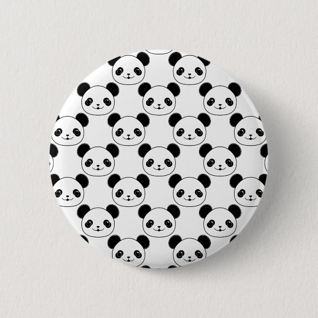 Kawaii Panda Pattern In Black And White 6 Cm Round Badge (Front)