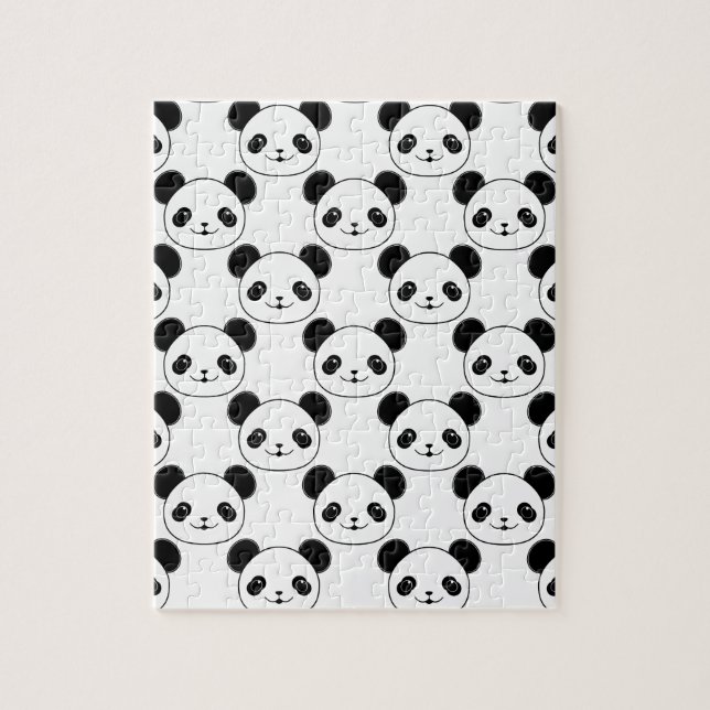 Kawaii Panda Pattern In Black And White Jigsaw Puzzle (Vertical)