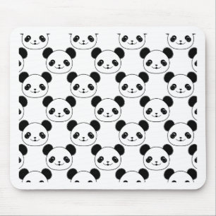 Kawaii Panda Pattern In Black And White Mouse Mat