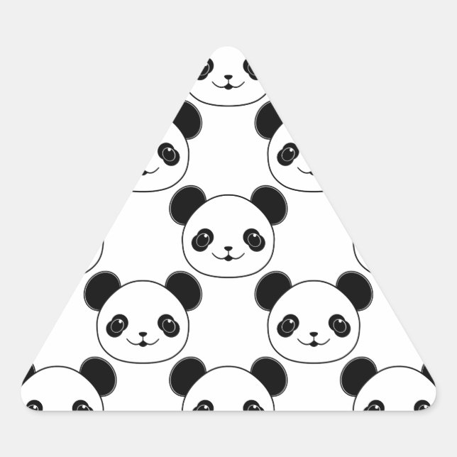 Kawaii Panda Pattern In Black And White Triangle Sticker (Front)