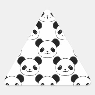 Kawaii Panda Pattern In Black And White Triangle Sticker