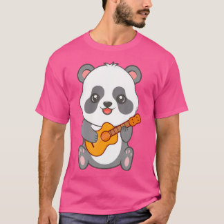 Kawaii Panda Playing Acoustic Guitar Cartoon T-Shirt