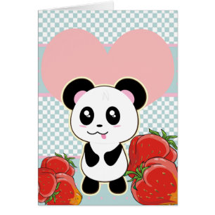 Kawaii Panda strawberries cute