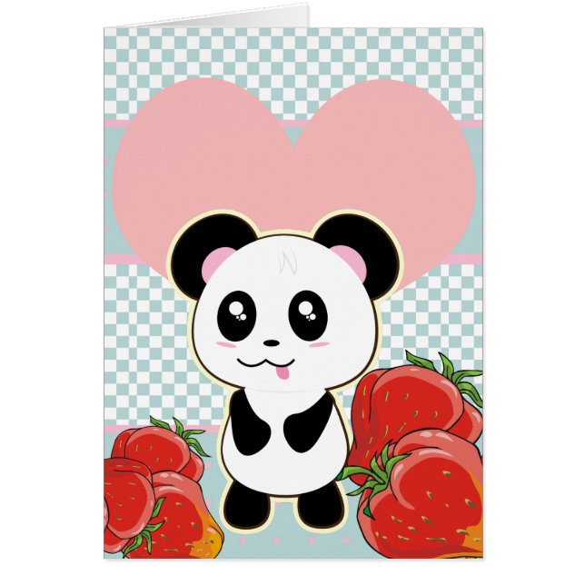 Kawaii Panda strawberries cute (Front)