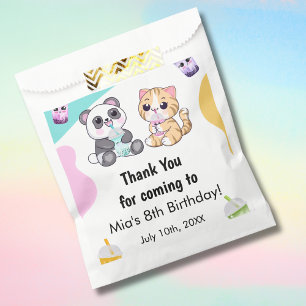 Kawaii Panda & Tiger Bubble Tea Kids Birthday  Favour Bags