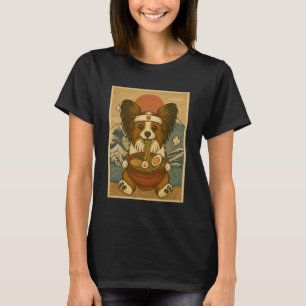 Kawaii Papillon Dog Japanese Ramen Noodles T-Shirt
