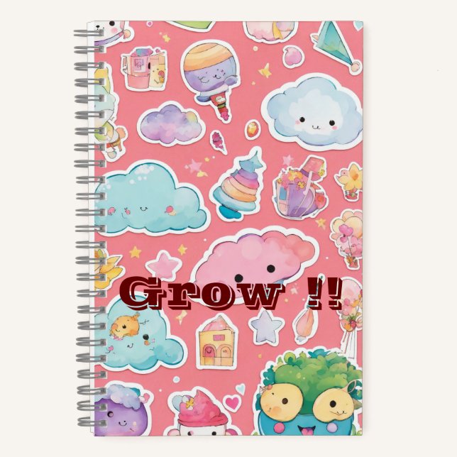 "Kawaii Pastel Bliss: Spiral Notebook  (Front)