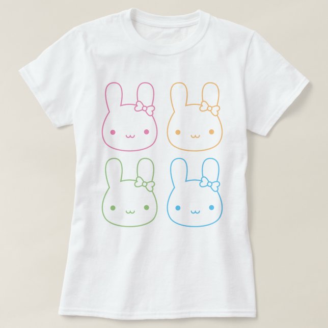 Kawaii Pastel Bunny Bows T-Shirt (Design Front)