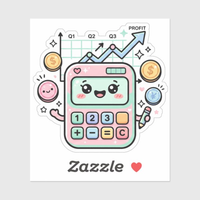 Kawaii Pastel Calculator Finance Student Sticker (Sheet)