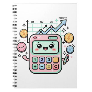 Kawaii Pastel Calculator Finance Student Sticker Notebook
