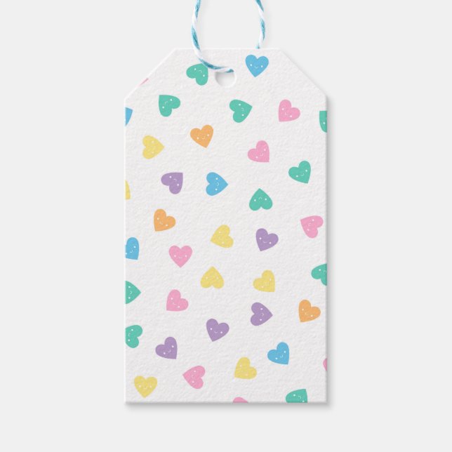 Kawaii Pastel Candy Hearts Gift Tags (Front)