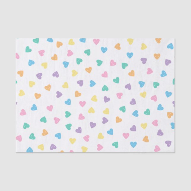 Kawaii Pastel Candy Hearts Tissue Paper (Front)