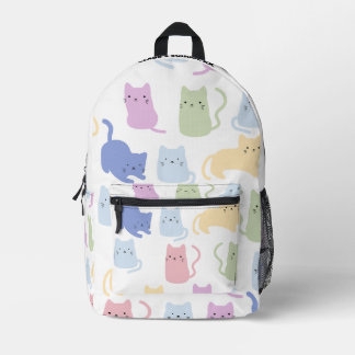 Kawaii Pastel Cat Pattern Personalised Backpack