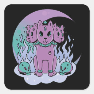 Kawaii Pastel Colours Gothic Cute Goth Dogs Square Sticker