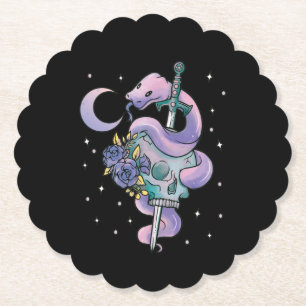 Kawaii Pastel Colours Gothic Cute Goth Snake Paper Coaster