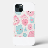 Kawaii Pastel Cute Faces Sticker Set – Pink & Blue