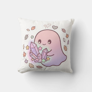 Kawaii Pastel Ghost Magic Crystal Throw Pillow