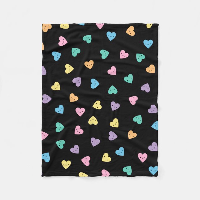 Kawaii Pastel Goth Candy Hearts Fleece Blanket (Front)