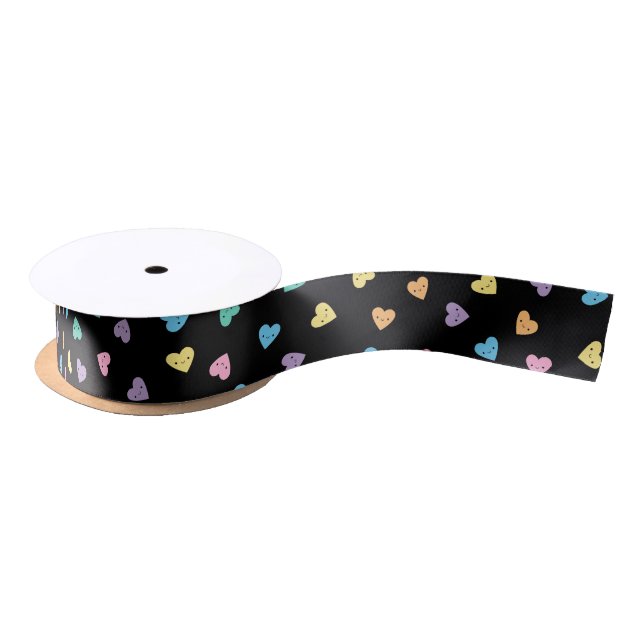 Kawaii Pastel Goth Candy Hearts Satin Ribbon (Spool)
