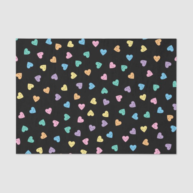 Kawaii Pastel Goth Candy Hearts Tissue Paper (Front)