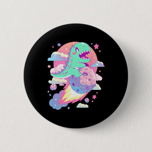 Kawaii Pastel Goth Creepy Cute Chibi Dinosaur On A 6 Cm Round Badge