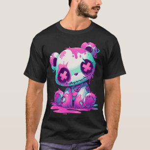  Kawaii Pastel Goth Creepy Cute Pink Zombie Panda  T-Shirt