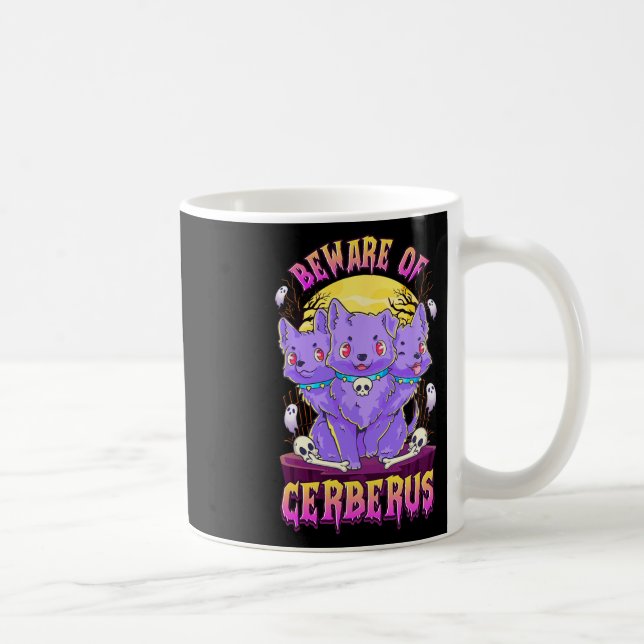 Kawaii Pastel Goth Cute Creepy 3-headed Dog Fun Ce Coffee Mug (Right)