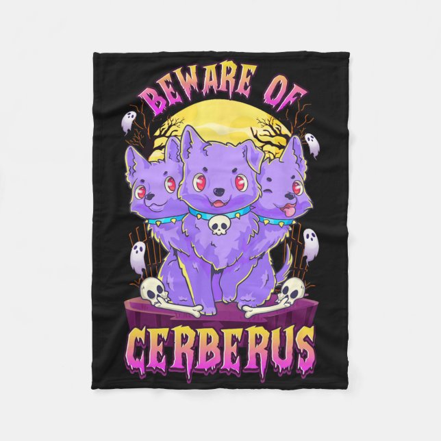 Kawaii Pastel Goth Cute Creepy 3-headed Dog Fun Ce Fleece Blanket (Front)
