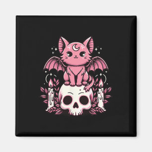 Kawaii Pastel Goth Cute Creepy Cat Bat Skeleton 1 Magnet