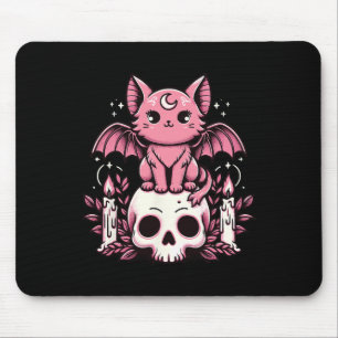 Kawaii Pastel Goth Cute Creepy Cat Bat Skeleton 1  Mouse Mat
