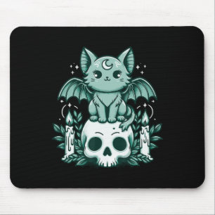 Kawaii Pastel Goth Cute Creepy Cat Bat Skeleton Mouse Mat