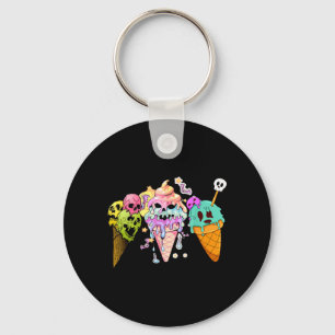 Kawaii Pastel Goth Cute Creepy Ice Cream Skull Key Ring