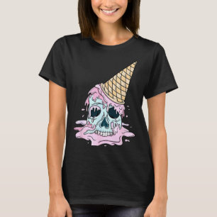 Kawaii Pastel Goth Cute Creepy Ice Cream Skull T-Shirt