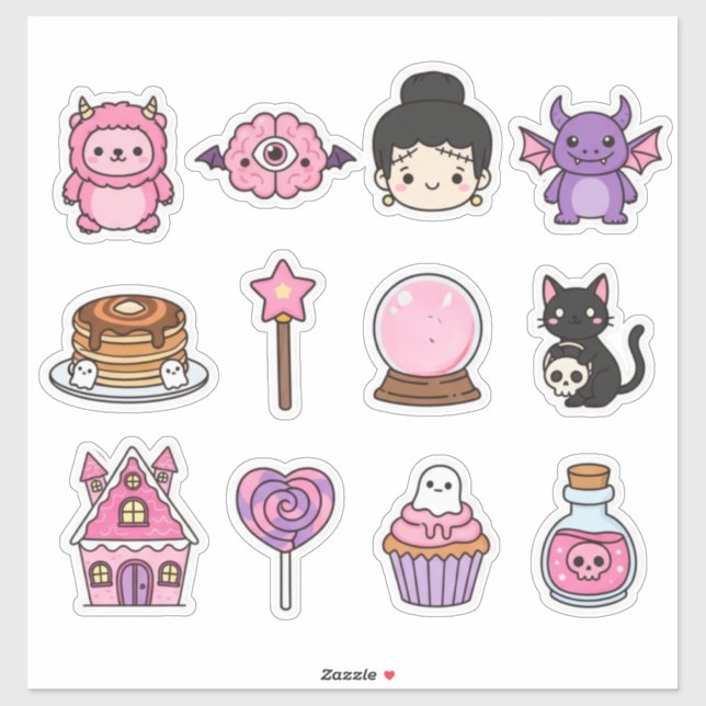 Kawaii Pastel Haunted Treats Sticker Pack (Sheet)