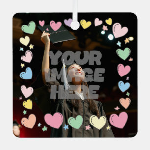 Kawaii Pastel Hearts Photo Border Customisable Metal Tree Decoration