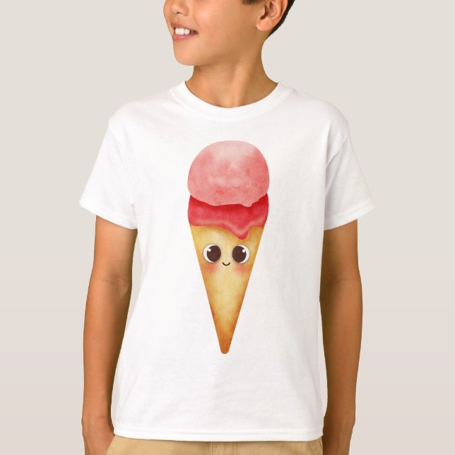 Kawaii Pastel Ice Cream Cone – Cute Dessert  T-Shirt (Front)